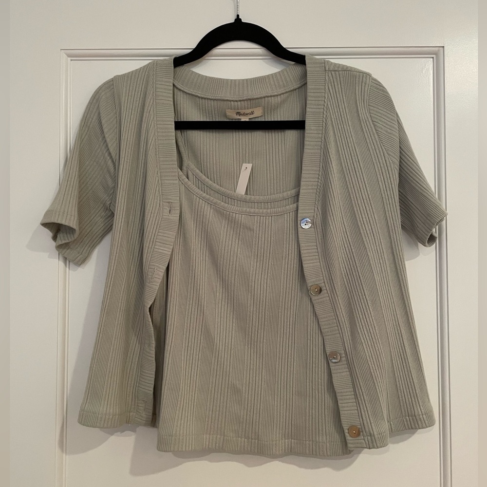 NEW MADEWELL Women's Pointelle Cardigan Twin Set